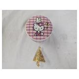 Hello Kitty Ring Box, Rhinestone Brooch