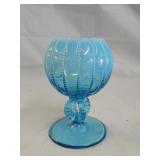 Northwood Beaded Panels Aquamarine Glass Rose Bowl