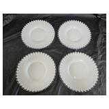 4 Fenton Silver Crest Milk Glass Crimped Plates