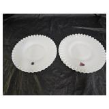 2 Fenton Milk Glass Hobnail Crimped 8" Plates