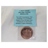 1 Troy Ounce Copper US Navy Medallion