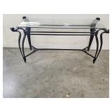 Contemporary Iron Beveled Glass Top Sofa Table