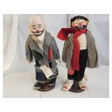 2 Heritage Dolls Porcelain Clown with Stands
