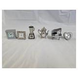6 Miniature Pewter and Metal Clocks