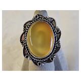 German Silver Yellow Onyx Ring