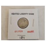 1891 Silver Seated Liberty Dime