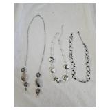 2 Glass Bead Necklaces, 1 Glass Eyeglass String
