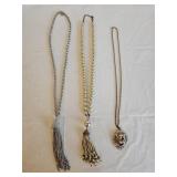 Vintage Hand Painted Porcelain & Tassel Necklaces