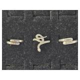 3 Sterling Silver Inspirational & Snake Rings