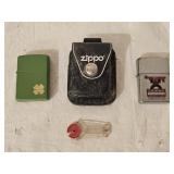 2 Vintage Zippo Lighters and 1 Leather Case