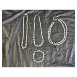 3 Vintage Aurora Borealis Necklaces and 1 Bracelet