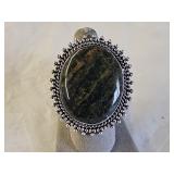 German Silver Blood Stone Ring
