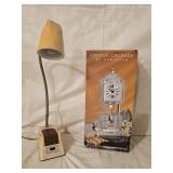 Mid Century Desk Lamp, NIB Crystal Clock
