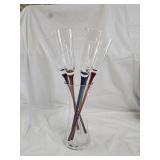 6 Vtg Artland Multi Color Stemmed Champagne Flutes