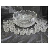 Tiffin Franciscan Bullseye Pattern Punch Bowl Set