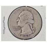 1941 S Washington Silver Quarter
