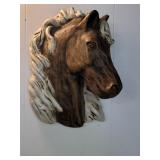 Vintage Painted Ceramic Horse Head Wall Sculpture