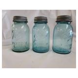 3 Vintage Ball Perfect Mason Blue Canning Jars