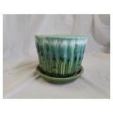 Vintage McCoy Green Drip Bamboo Pattern Planter