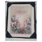 Egrets Among Calla Lilies Print by John Cheng