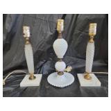 Vintage Milk Glass and Frosted Lamps