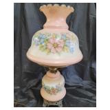 Vtg Hand Painted Victorian Style Hurricane Lamp