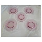 5 Pink Depression 8" Luncheon Plates