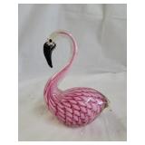 Hand Blown Art Glass Flamingo Sculpture