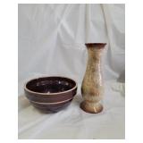 McCoy Brown Stoneware Bowl, Pottery Vase