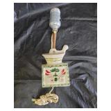 Vintage 1940s Ceramic Coffee Grinder Wall Sconce