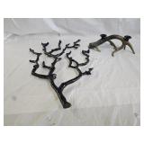 Metal Tree Branch Wall Hanging, Horn Candle Holder