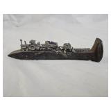 Vintage Railroad Spike with Mini Pewter Train