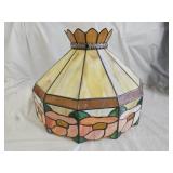 Vintage Stained Slag Glass Hanging Lamp Shade