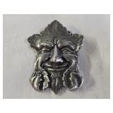 1989 Carruth Gargoyle Face Silver Tone Brooch