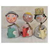3 Vintage German Paper Mache Caroler Nodders