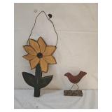 Rustic Hand Made Wood Cardinal and Sunflower
