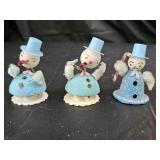Vintage Putz Japan Spun Cotton Mica Snowmen