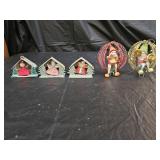 Antique Vintage Foil and Putz House Ornaments
