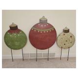 3 Rustic Metal Art Ornament Yard Stakes