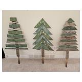 3 Rustic Wood Art Christmas Trees