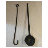 Antique Primitive Cast Iron Ladle and Hook