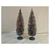 2 Vintage Tabletop Bottle Brush Christmas Trees