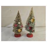 2 Vintage Japan Mini Bottle Brush Christmas Trees