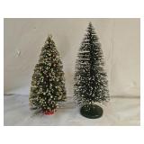 2 Vintage Tabletop Bottle Brush Christmas Trees