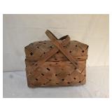 Vintage Primitive Hand Woven Picnic Basket