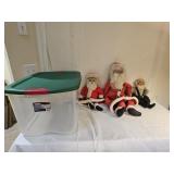 3 Folk Art Old World Santa Claus Dolls, Tote