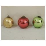 3 Vintage Kugel Mercury Glass Ornaments