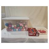 Large Assortment of Glass Ornaments, Tote