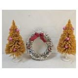 Vintage Bottle Brush Christmas Trees and Wreath