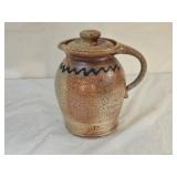 Hand Painted Glazed Stoneware Pottery Pitcher